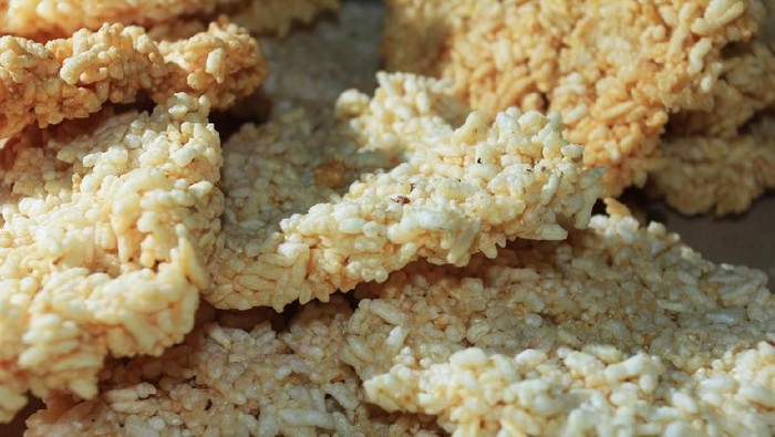 Rengginang, traditional food made from dried rice fried