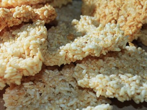 Rengginang, traditional food made from dried rice fried