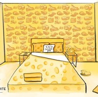 Konsep ruangan ini awalnya diciptakan oleh Cafe Rouge hanya untuk merayakan menu keju baru dari restorannya. Namun saat ini pihak Cafe Rouge telah mengubahnya menjadi hotel yang bisa disewakan. Foto: dok. Cafe Rouge