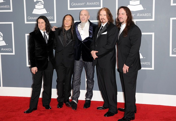 138820506 LOS ANGELES, CA - FEBRUARY 12: (L-R) Mike Mangini, John Myung, Jordan Rudess, James LaBrie and John Petrucci of the band Dream Theater arrive at the 54th Annual GRAMMY Awards held at Staples Center on February 12, 2012 in Los Angeles, California. (Photo by Jason Merritt/Getty Images)