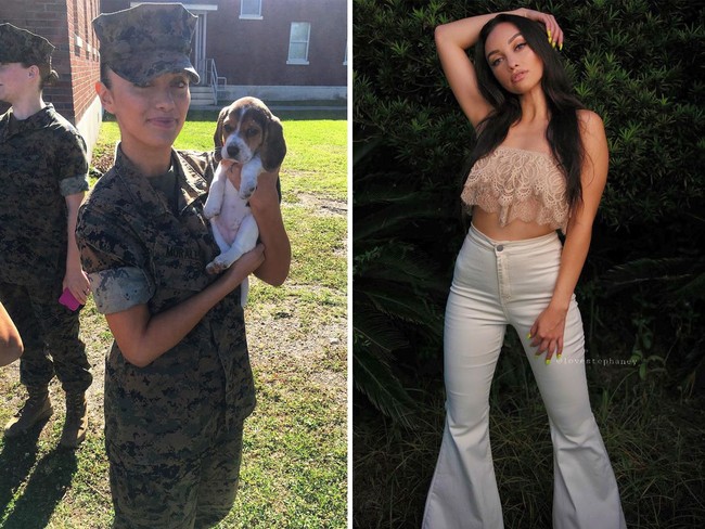 Penampilan tentara veteran angkatakan laut ini juga bisa sangat berbeda. Bisa jadi orang tidak mengenalinya ketika wanita tidak sedang bertugas atau sebaliknya. Foto: Instagram @lovestephaney