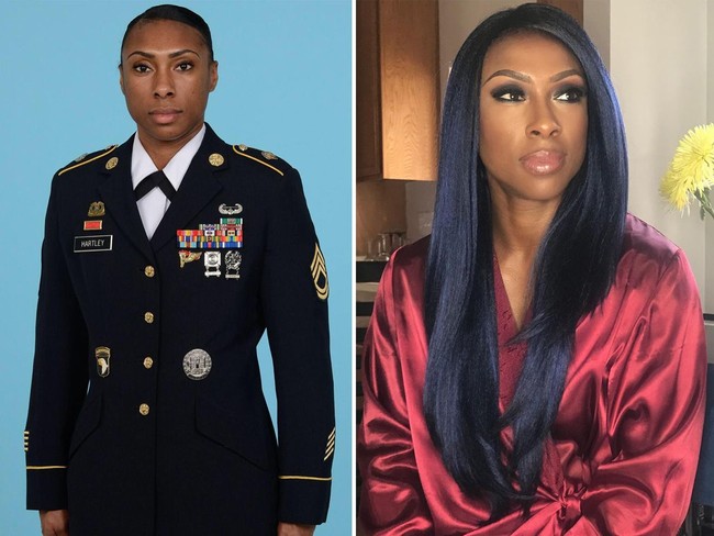 LeiLani adalah tentara dengan pangkat sersan di Amerika Serikat. Ketika tidak sedang bertugas, wanita tersebut tampil dengan makeup dan dress yang cantik. Foto: Instagram @leilanihartley