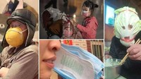 Pemerintah China melarang warganya keluar rumah dan menggunakan fasilitas umum tanpa mengenakan masker. Sementara persediaan masker sudah sangat terbatas. Inilah yang membuat orang-orang memanfaatkan berbagai masker buatan sendiri. Foto: istimewa