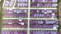 Foto aerial kompleks perumahan bersubsidi di Palembang, Sumatera Selatan, Jumat (31/1/2020).