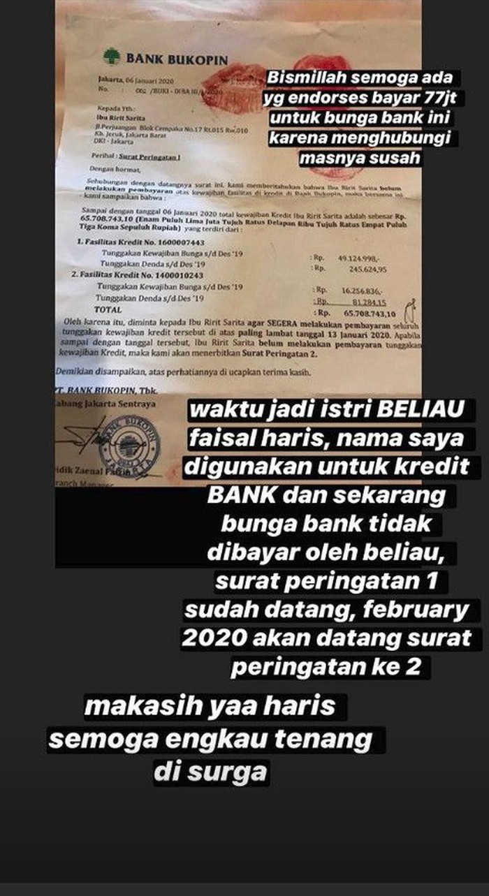Curhatan Sarita untuk Faisal Haris