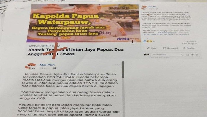 DOK. ANTARA/ Postingan yang menyebut Kapolda Papua hoax