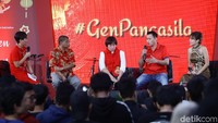 Staf Khusus Dewan Pengarah BPIP Benny Susetyo, Putri alm Gusdur Inaya Wahid, Atlet Bulutangkis peraih medali Emas Olimpiade Chandra Wijaya dan Selebritis muda Steffy Ai menjadi pembicara dalam acara Gen Pancasila, Merayaan Imlek ala Generasi Milenial, Jakarta, Sabtu (1/2/2020).