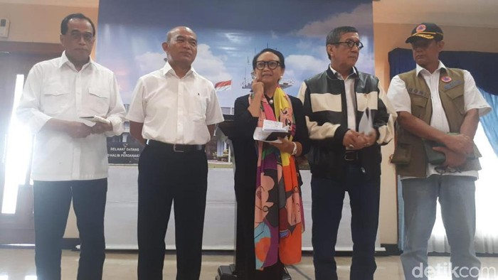 Menlu hingga Menkum HAM jumpa pers terkait WNI yang dievakuasi dari Wuhan, China (Foto: Andhika Prasetia/detikcom)