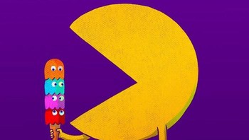 Pac-Man ngemil ghost yang dibikin jadi es krim. Foto: Alex Solis/Bored Panda