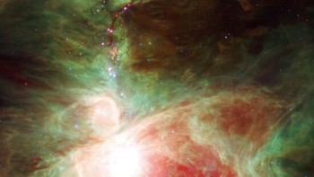 Pembibitan bintang aktif yang mengandung ribuan bintang muda dan protostars yang berkembang, dekat pedang konstelasi Orion. Foto: NASA/JPL-Caltech/T. Megeath (University of Toledo, Ohio) via AP.   
