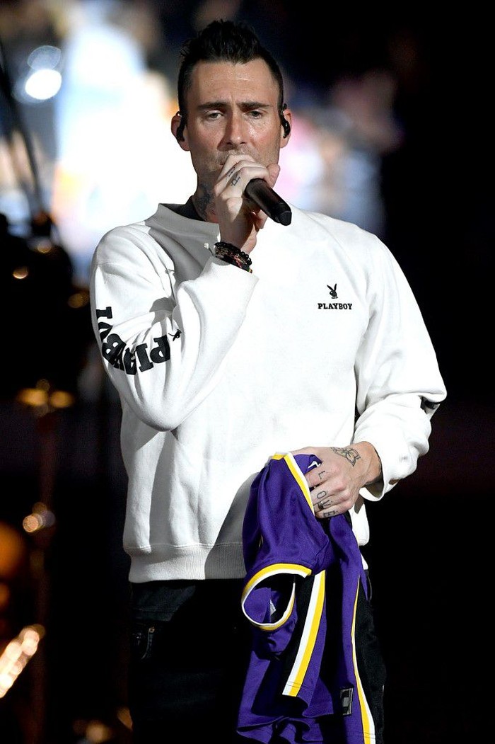 MIAMI, FLORIDA - FEBRUARY 01: Adam Levine with Maroon 5 performs onstage during the Bud Light Super Bowl Music Fest on February 01, 2020 in Miami, Florida.   Kevin Winter/Getty Images for Bud Light Super Bowl Music Fest/AFP