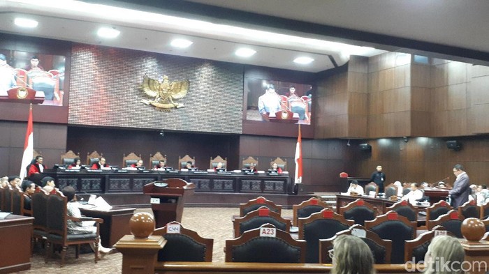 Pemerintah membacakan jawaban dari dalil Dewan Pengawas KPK memperlemah lembaga/Dwi Andayani detikcom