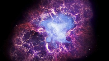 Bintang neutron yang ditinggalkan oleh ledakan dari kematian bintang asli di rasi Taurus, yang diamati di Bumi sebagai supernova pada tahun 1054 M. Foto X-Ray: NASA / CXC / J.Hester ( ASU); Optik: NASA / ESA / J.Hester & A.Loll (ASU); Inframerah: NASA / JPL-Caltech / R.Gehrz (Univ. Minn.) Melalui AP.   