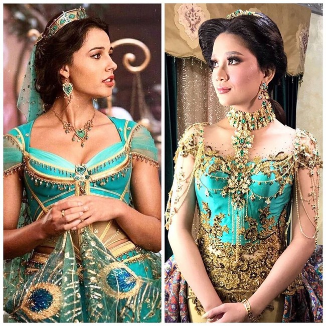 Dari unggahannya di Instagram, Ivan Gunawan diketahui menggali inspirasi dari sosok Putri Jasmine di film Aladdin versi live-action yang dirilis tahun lalu. Terlihat dari salah satu unggahannya di Instagram, Ivan menyandingkan foto Berlian dengan gaun karyanya dan Putri Jasmine yang diperankan aktris Naomi Scott. (Foto: Instagram/@ivan_gunawan)