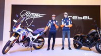 Pebalap MotoGP dari Repsol Honda Team, duo Marquez meluncurkan dua motor baru Honda di Hotel Shangri-la, Jakarta Pusat, Selasa (4/3/2020).