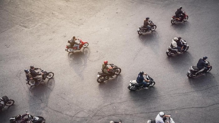 Aerial View of a traffic in Hanoi, Vietnam