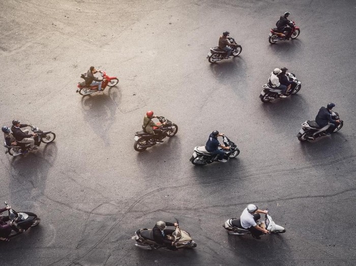 Aerial View of a traffic in Hanoi, Vietnam