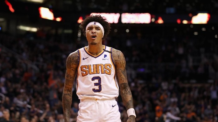 PHOENIX, ARIZONA - JANUARY 20: Kelly Oubre Jr. #3 of the Phoenix Suns reacts during the NBA game against the San Antonio Spurs at Talking Stick Resort Arena on January 20, 2020 in Phoenix, Arizona. The Spurs defeated the Suns 120-118. NOTE TO USER: User expressly acknowledges and agrees that, by downloading and or using this photograph, user is consenting to the terms and conditions of the Getty Images License Agreement. Mandatory Copyright Notice: Copyright 2020 NBAE. (Photo by Christian Petersen/Getty Images)
