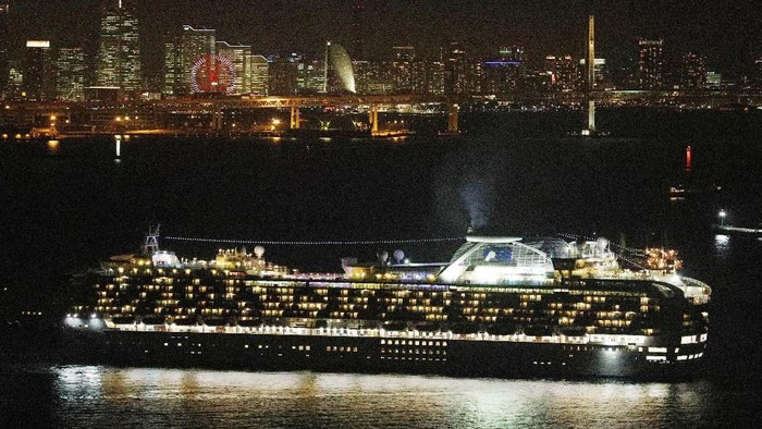 FILE - In this Monday Feb. 3, 2020, file photo, cruise ship Diamond Princess is anchored off Yokohama Port in Yokohama, south of Tokyo, upon its arrival. Japanese health officials conducted massive medical checks Tuesday on all 3,700 people on the cruise ship that returned to the country after carrying one passenger who tested positive for the new coronavirus. Health authorities are scrambling to halt the spread of a new virus that has killed hundreds in China. But with important details about the illness and how it spreads still unknown, officials and medical personnel are struggling. (Kyodo News via AP)/Kyodo News via AP)