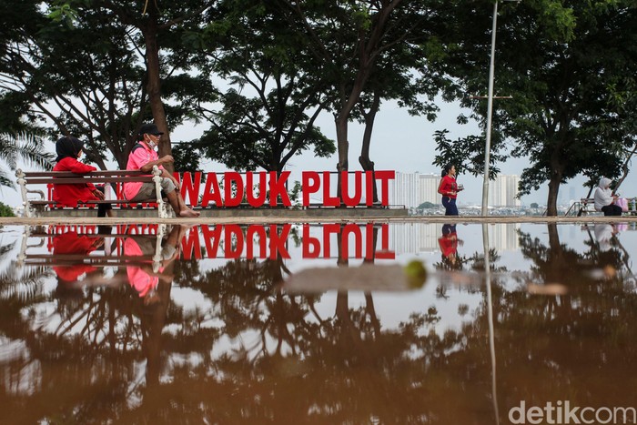 Taman Kota Waduk Pluit Sejumlah warga bermain di Taman Kota Waduk Pluit, Jakarta Utara, Rabu (5/1/2020). Taman yang diresmikan era Jokowi tersebut masih ramai dikunjungi warga setiap sorenya.