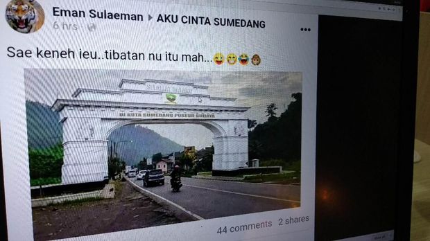Kritik Kota Kardus, Netizen Sumedang Buat Gapura di Medsos
