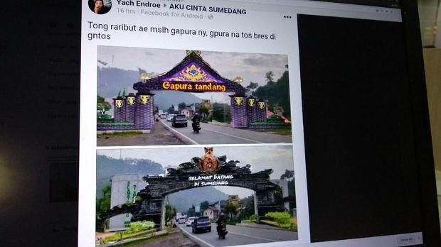 Kritik Kota Kardus, Netizen Sumedang Buat Gapura di Medsos