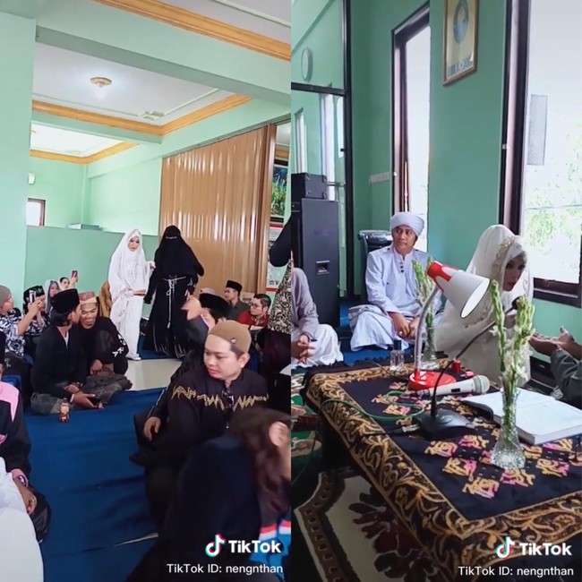 Sejumlah video TikTok dari akun @nengnthan milik wanita bernama Neng Ros Sutriadi Ro menjadi viral karena menampilkan kisah seorang istri yang mengizinkan suaminya poligami. Pemilik akun Neng Ros menyebut wanita yang rela dimadu itu adalah adiknya yang diketahui bernama lengkap Nengmas Putriyanti. Foto: tiktok @nengnthan.