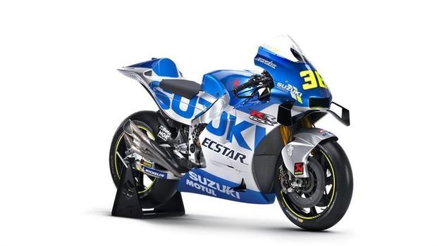 Motor balap Suzuki Ecstar MotoGP tampil klasik pakai kelir era 60'an 