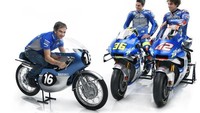Kini, setelah 60 tahun berlalu, Suzuki Ecstar MotoGP coba mengaplikasi livery tersebut ke tunggangan Alex Rins dan Joan Mir.Foto: Suzuki Ecstar MotoGP