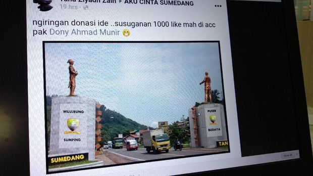 Kritik Kota Kardus, Netizen Sumedang Buat Gapura di Medsos