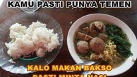 Makan bakso dengan mie saja rasanya kurang nendang. Makanya sebagian orang memilih makan bakso dilengkapi dengan nasi. Siapa yang punya kebiasaan sama? Foto: istimewa