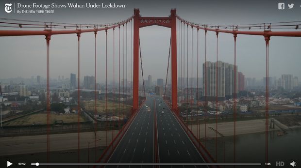 Jalanan Kota Wuhan kosong dari kendaraan