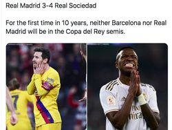 Meme Kocak Barcelona dan Real Madrid Kandas Berbarengan