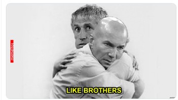 Pelatih dua klub, Zidane dan Setien berpelukan dengan sedih. Foto: istimewa