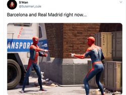 Meme Kocak Barcelona dan Real Madrid Kandas Berbarengan