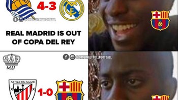 Fans Barca yang sudah senang Madrid kalah jadi bersedih karena timnya menyusul kandas. Foto: istimewa
