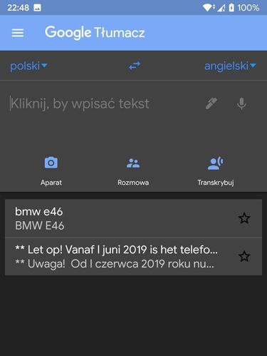Google Translate dark mode untuk Android