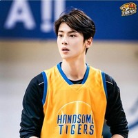 Bagaimana menurut kamu, apakah Cha Eunwoo tetap ganteng baik saat menjadi artis maupun atlet basket? (Foto: Dok. Handsome Tigers/SBS)