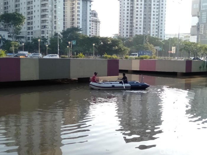 Banjir di Underpass Kemayoran per pukul 17.40 WIB, Sabtu (8/2/2020)