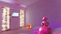 Ada ruangan garam serba pink yang bisa dinikmati oleh pasangan. Di sini juga bisa menikmati segelas champagne dengan aneka buah-buahan. Foto: Istimewa