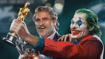 Joker merayakan Piala Oscar bersama aktornya Joaquin Phoenix (Twitter)