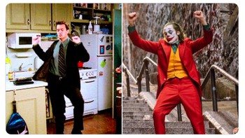 Gaya selebrasi Joker ala-ala sitkom Friends (Twitter)