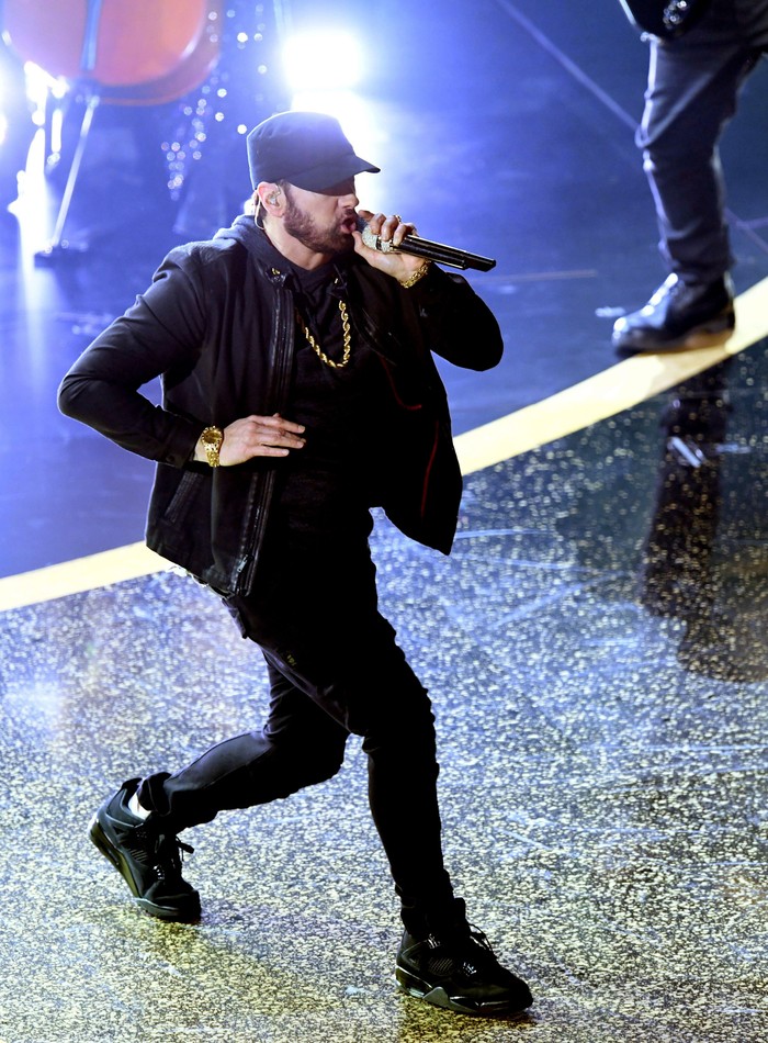 HOLLYWOOD, CALIFORNIA - FEBRUARY 09: Eminem performs onstage during the 92nd Annual Academy Awards at Dolby Theatre on February 09, 2020 in Hollywood, California. (Photo by Kevin Winter/Getty Images)