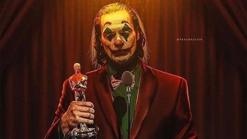 Begini gaya Joker menerima Piala Oscar (Twitter)