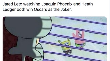Jared Leto disebut iri hati karena tidak dapat Oscar untuk peran Joker (Twitter)