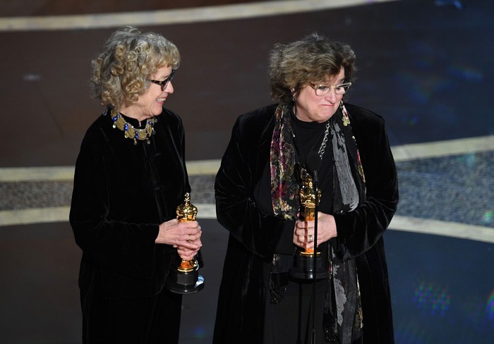 Once Upon a Time In Hollywood HOLLYWOOD, CALIFORNIA - FEBRUARY 09: (L-R) Nancy Haigh and Barbara Ling accept the Production Design award for Once Upon a Time...in Hollywood onstage during the 92nd Annual Academy Awards at Dolby Theatre on February 09, 2020 in Hollywood, California. (Photo by Kevin Winter/Getty Images)