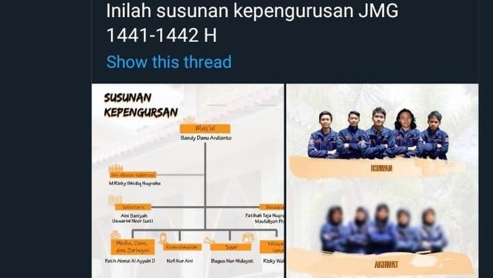Foto mahasiswi pengurus JMG UGM diblur, Selasa (11/2/2020).