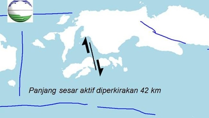 Sesar aktif diperkirakan sepanjang 42 km.