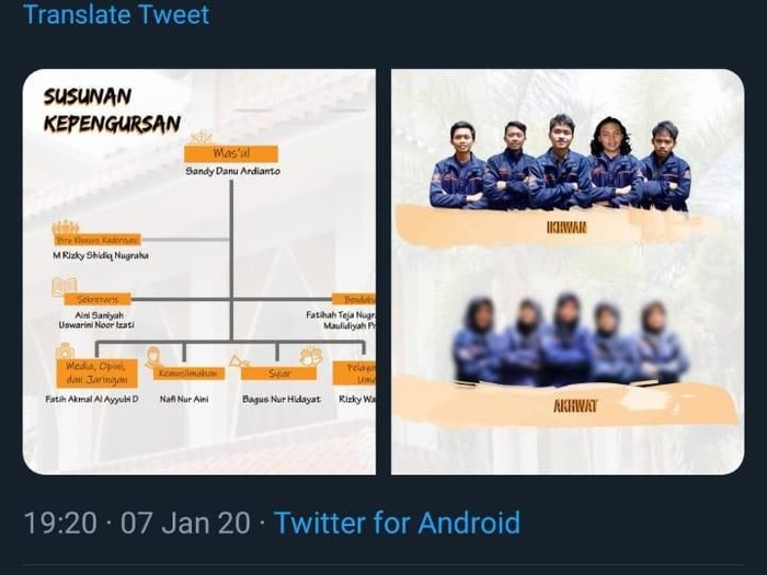 Foto mahasiswi pengurus JMG UGM diblur, Selasa (11/2/2020).
