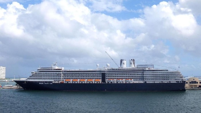 FORT LAUDERDALE, FLORIDA - NOVEMBER 18: MS Westerdam owned by Holland America docked at Fort Lauderdale on November 18, 2012. She is the third ship of the class to be operated by the Vista Class.